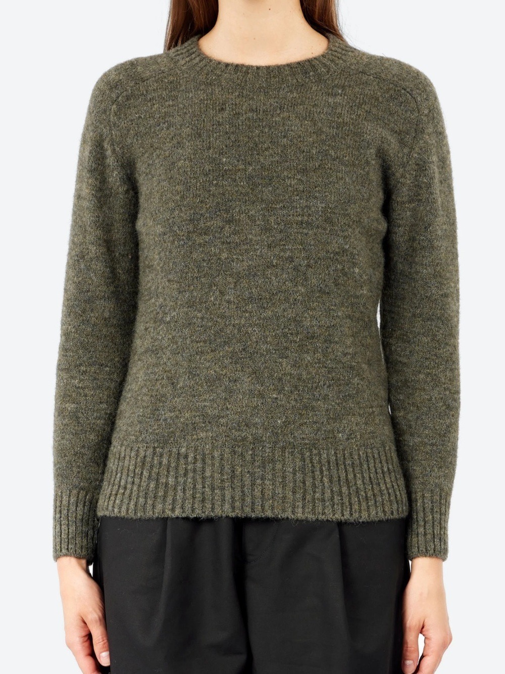 Rachel Zoe 100% 2-ply cashmere sweater Olive Crewneck side slits size medium